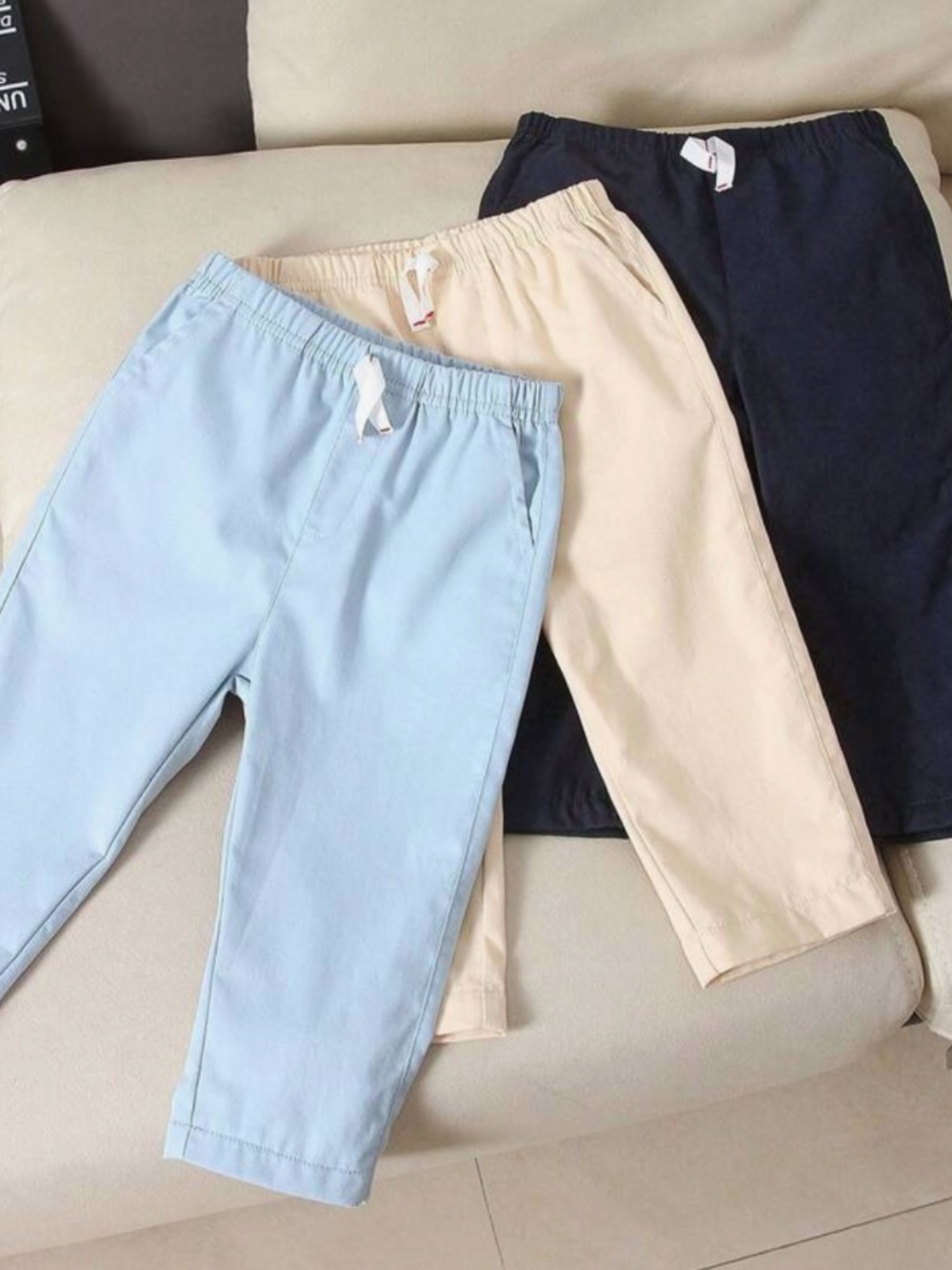 Baby Boy Pull-On Pants – Blue / Beige / Navy 0-3M
